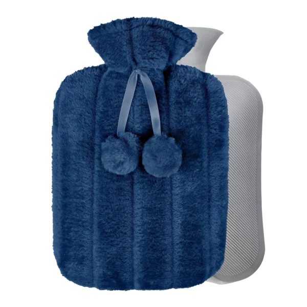 Bouillotte Eau Chaude Bleue Premium En Fausse Fourrure Polaire