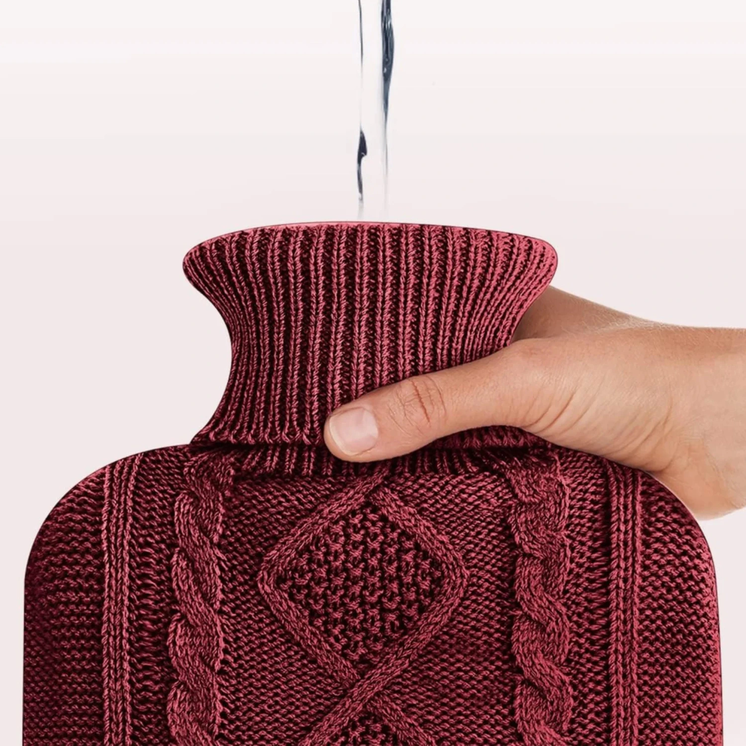 Bouillotte Eau Chaude En Tricot Molletonné Bordeau 5 Bouillotte Eau Chaude En Tricot Molletonné Bordeau - Image 3
