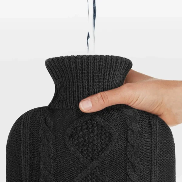 Bouillotte Eau Chaude En Tricot Molletonné Noir -Monin Sirop Store BouillotteeauchaudeTricotLaineNoir