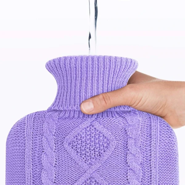 Bouillotte Eau Chaude En Tricot Molletonné Violet -Monin Sirop Store BouillotteeauchaudeTricotLaineViolet
