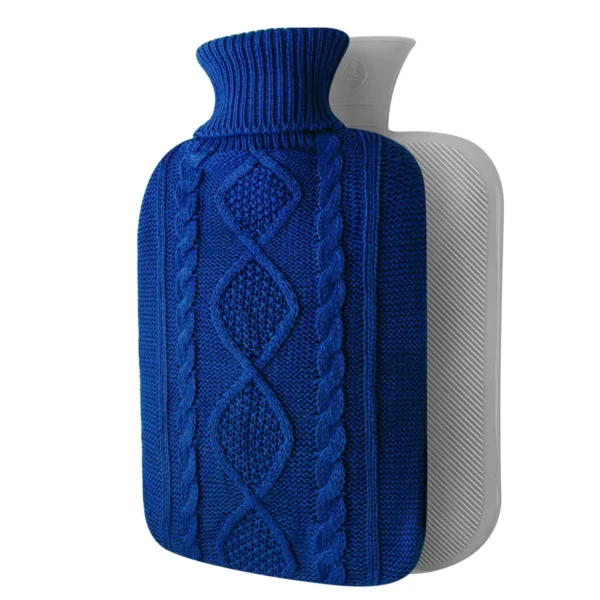 Bouillotte Eau Chaude En Tricot Molletonné Bleu Roi