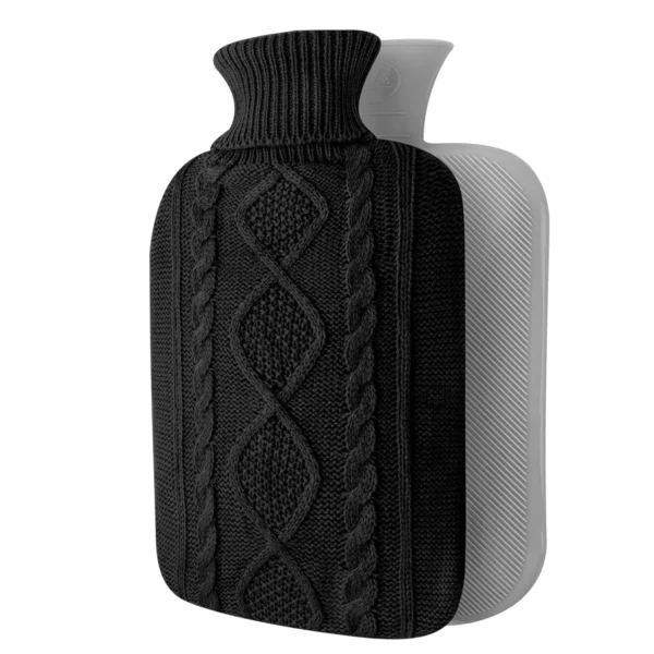 Bouillotte Eau Chaude En Tricot Molletonné Noir