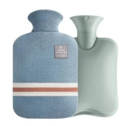 Bouillotte Eau Chaude En Tricot Bleu Clair