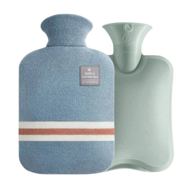 Bouillotte Eau Chaude En Tricot Bleu Clair