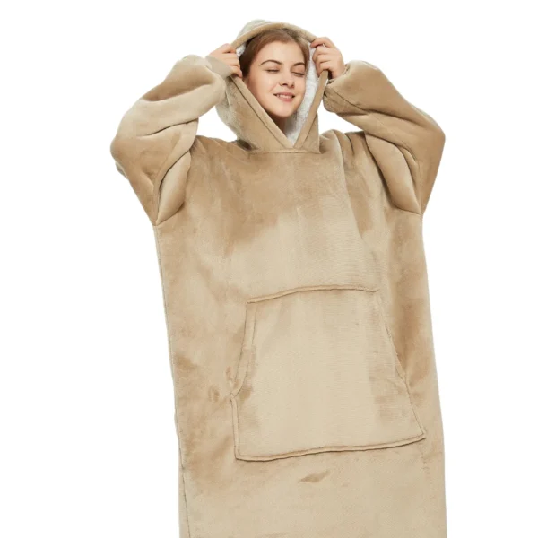 Plaid Avec Manches Beige - Couverture Polaire Géante à Enfiler -Monin Sirop Store CouvertureaManchesBeige