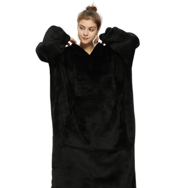 Plaid Avec Manches Noir - Couverture Polaire Géante à Enfiler -Monin Sirop Store CouvertureaManchesNoir