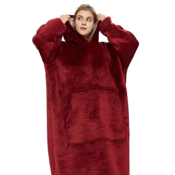 Plaid Avec Manches Rouge - Couverture Polaire Géante à Enfiler -Monin Sirop Store CouvertureaManchesRouge