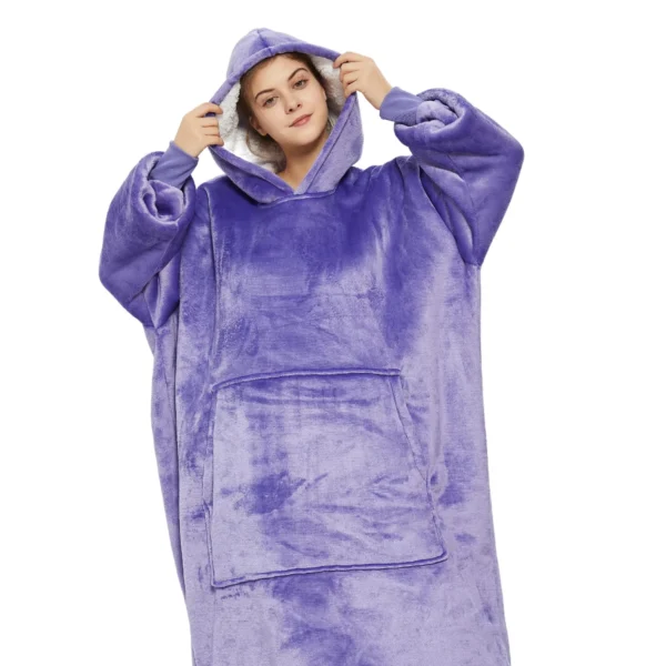 Plaid Avec Manches Violet - Couverture Polaire Géante à Enfiler -Monin Sirop Store CouvertureaManchesViolet