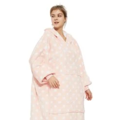 Plaid Avec Manches Rose à Pois - Couverture Polaire Géante à Enfiler -Monin Sirop Store CouvertureaManchesroseapois