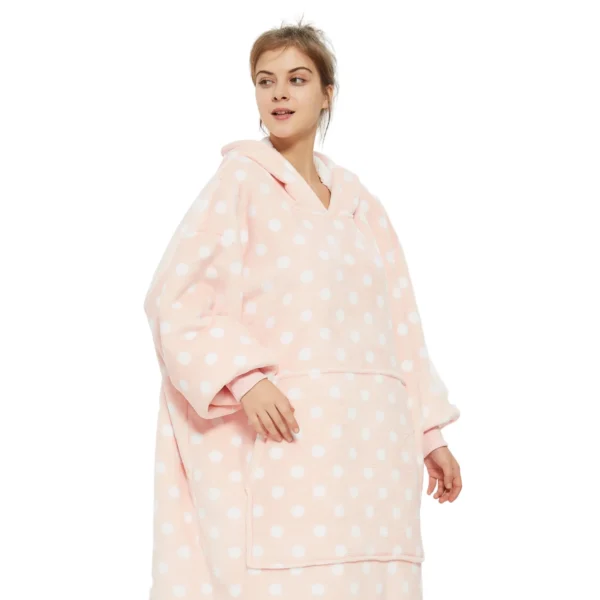 Plaid Avec Manches Rose à Pois - Couverture Polaire Géante à Enfiler -Monin Sirop Store CouvertureaManchesroseapois