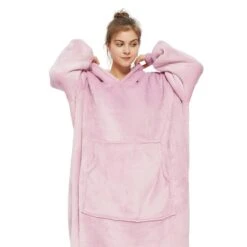 Plaid Avec Manches Rose Pastel - Couverture Polaire Géante à Enfiler -Monin Sirop Store CouvertureaManchesrosepastel