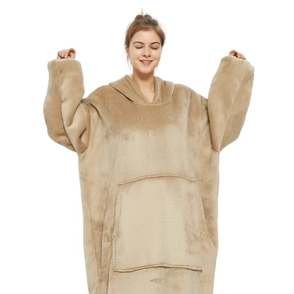 Plaid Avec Manches Beige - Couverture Polaire Géante à Enfiler -Monin Sirop Store Couvertureaenfilerbeige