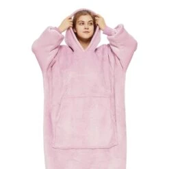 Plaid Avec Manches Rose Pastel - Couverture Polaire Géante à Enfiler -Monin Sirop Store Couvertureaenfilerrosepastel