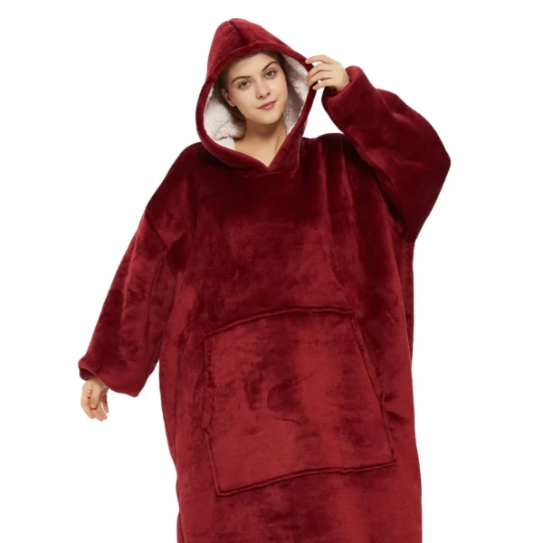 Plaid Avec Manches Rouge - Couverture Polaire Géante à Enfiler -Monin Sirop Store Couvertureaenfilerrouge