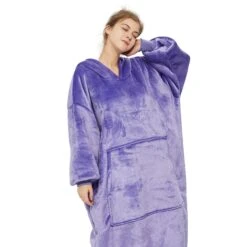 Plaid Avec Manches Violet - Couverture Polaire Géante à Enfiler -Monin Sirop Store Couvertureaenfilerviolette