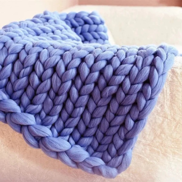 Plaid Grosse Maille "Adèle" Violet En Tricot Doux Et Chaud