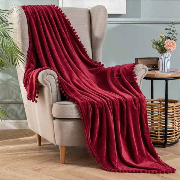 Jeté De Canapé Bordeau En Simili Velours Fin Et Soyeux