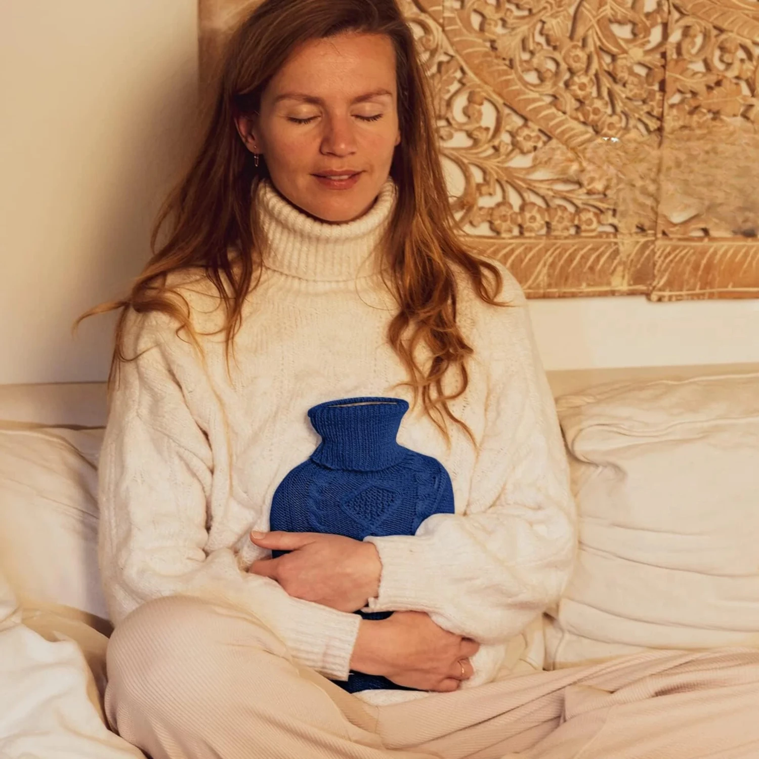 Bouillotte Eau Chaude En Tricot Molletonné Bleu Roi 4 Bouillotte Eau Chaude En Tricot Molletonné Bleu Roi - Image 2