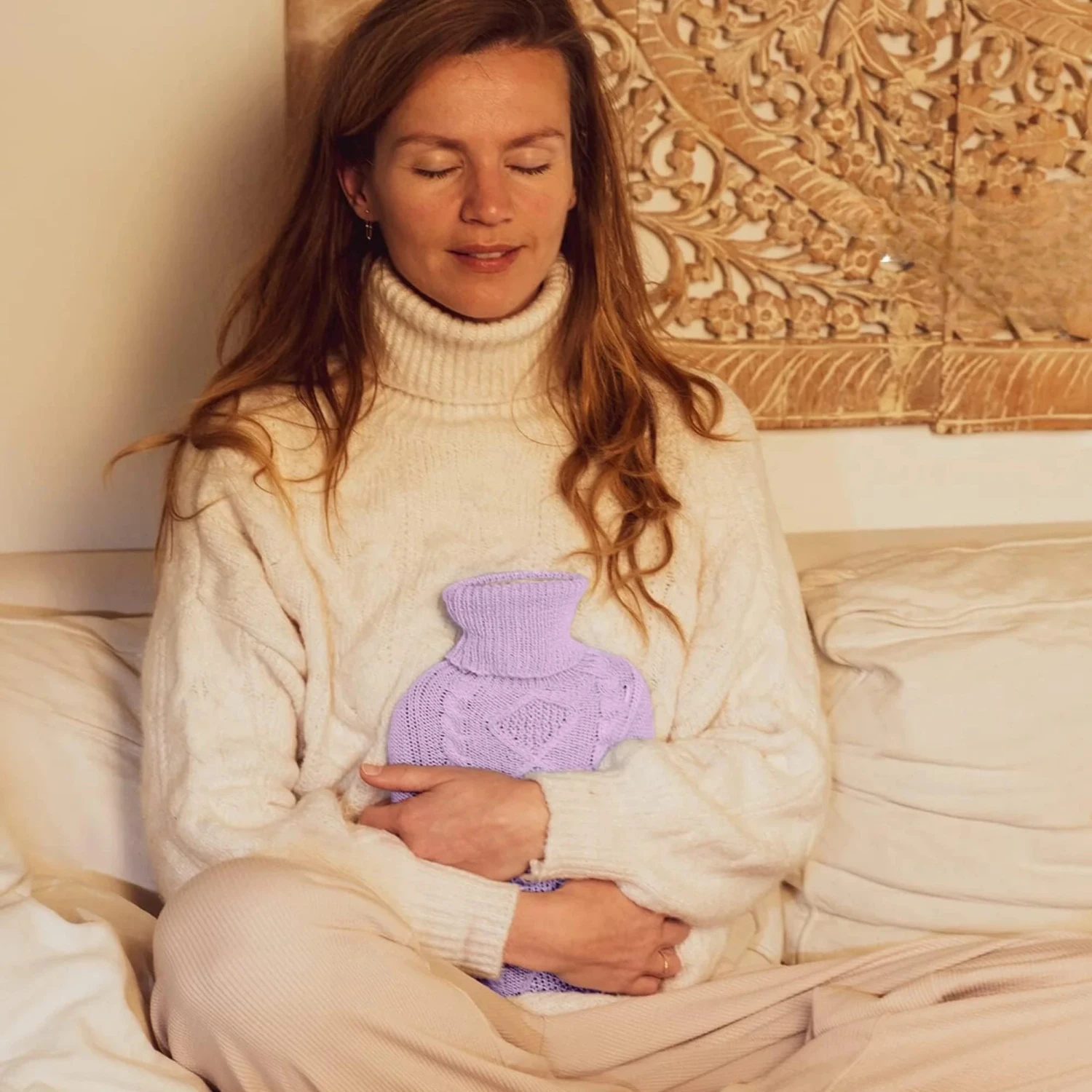 Bouillotte Eau Chaude En Tricot Molletonné Rose 4 Bouillotte Eau Chaude En Tricot Molletonné Rose - Image 2