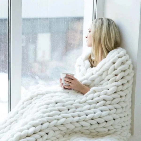 Plaid Grosse Maille "Adèle" Blanc En Tricot Doux Et Chaud -Monin Sirop Store Plaid grosse maille blanc geant un nuage de douceur chez vous