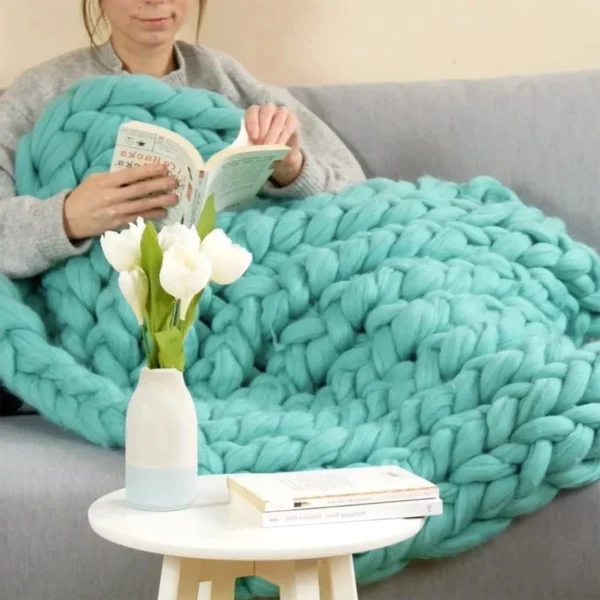 Plaid Grosse Maille "Adèle"Émeraude En Tricot Doux Et Chaud -Monin Sirop Store Plaid grosse maille emeraude geant pour les amoureux du style