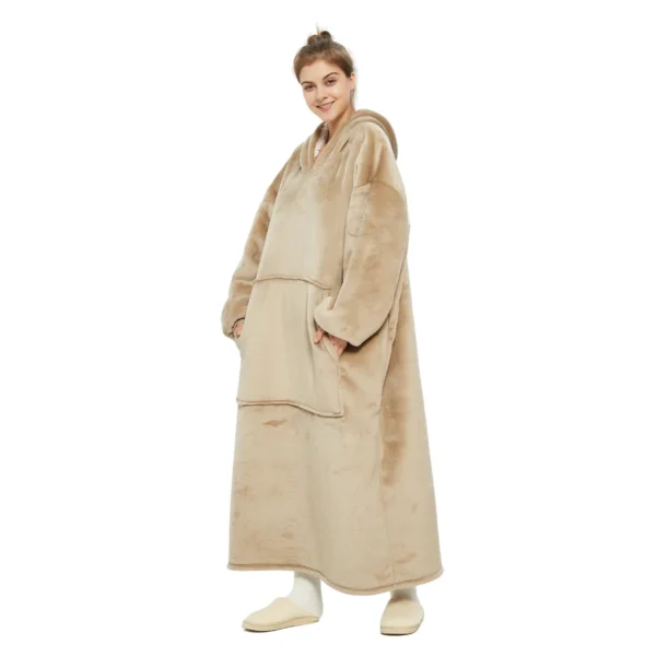 Plaid Avec Manches Beige - Couverture Polaire Géante à Enfiler
