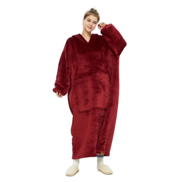 Plaid Avec Manches Rouge - Couverture Polaire Géante à Enfiler