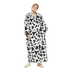 Plaid Avec Manches Vache - Couverture Polaire Géante à Enfiler
