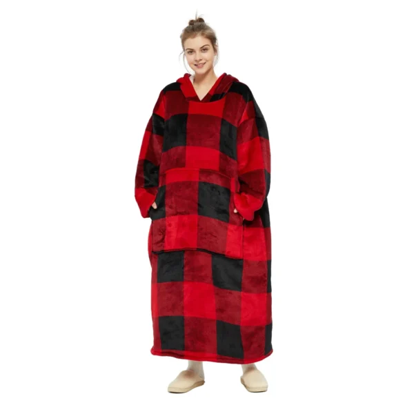 Plaid Avec Manches Écossais - Couverture Polaire Géante à Enfiler