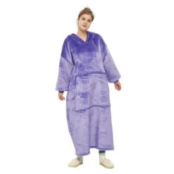 Plaid Avec Manches Violet - Couverture Polaire Géante à Enfiler