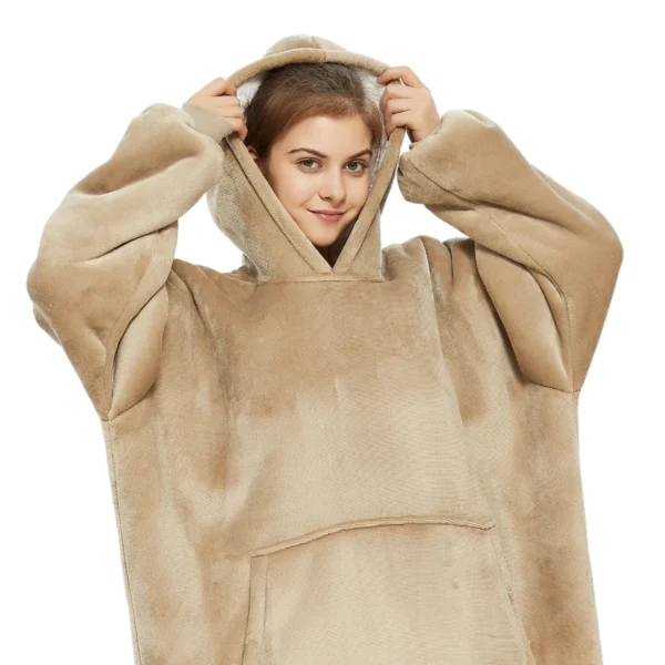 Plaid Avec Manches Beige - Couverture Polaire Géante à Enfiler -Monin Sirop Store PlaidaenfilerBeige