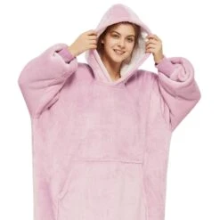 Plaid Avec Manches Rose Pastel - Couverture Polaire Géante à Enfiler -Monin Sirop Store Plaidaenfilerrosepastel