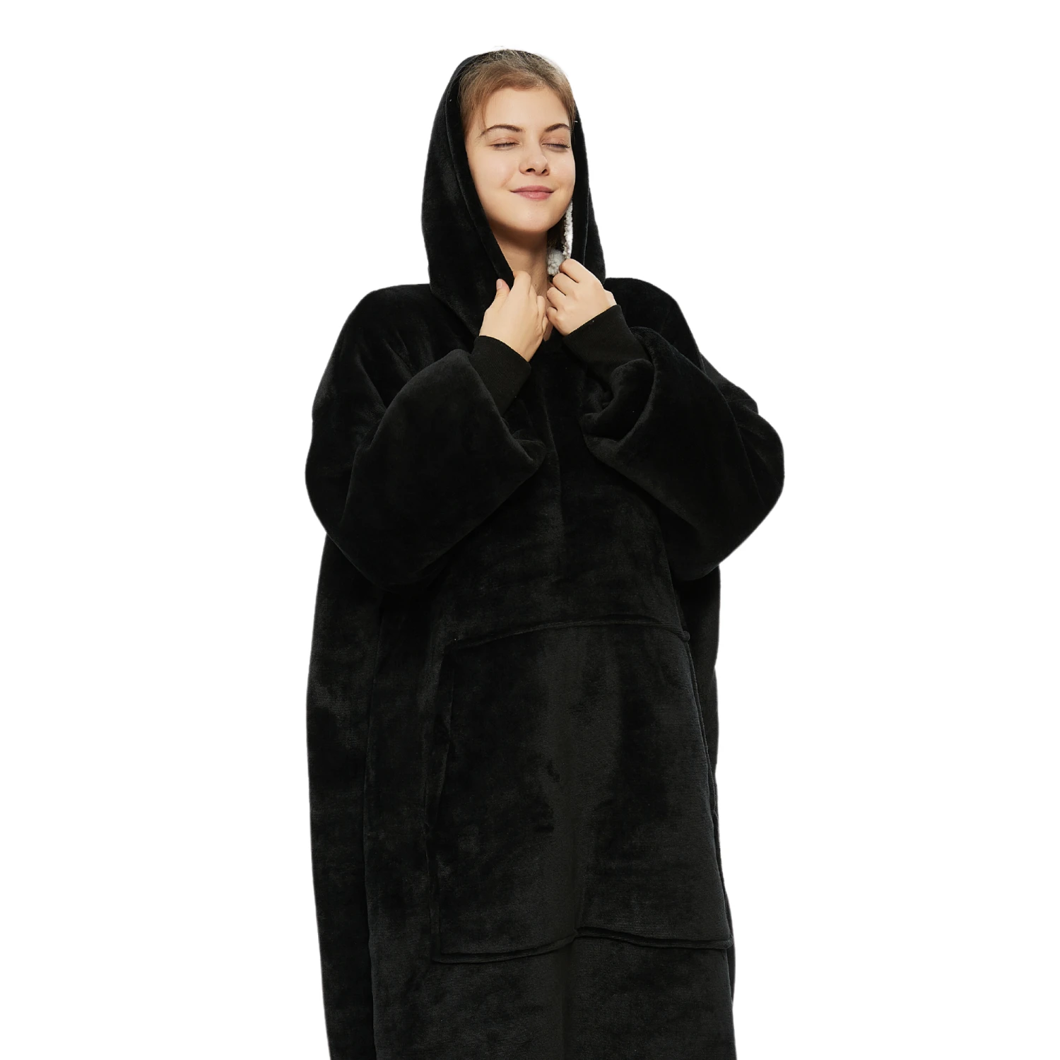 Plaid Avec Manches Noir - Couverture Polaire Géante à Enfiler 4 Plaid Avec Manches Noir - Couverture Polaire Géante à Enfiler - Image 2