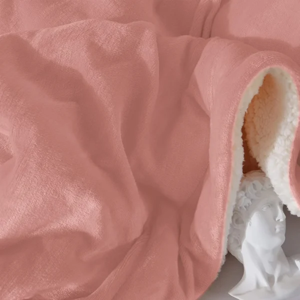 Plaid Polaire "Blandine" Rose Doublé Avec Fourrure Sherpa -Monin Sirop Store PlaidcanapeBlandineroseCouverturePolaireenFourrureSherpaLePlaidFrancais