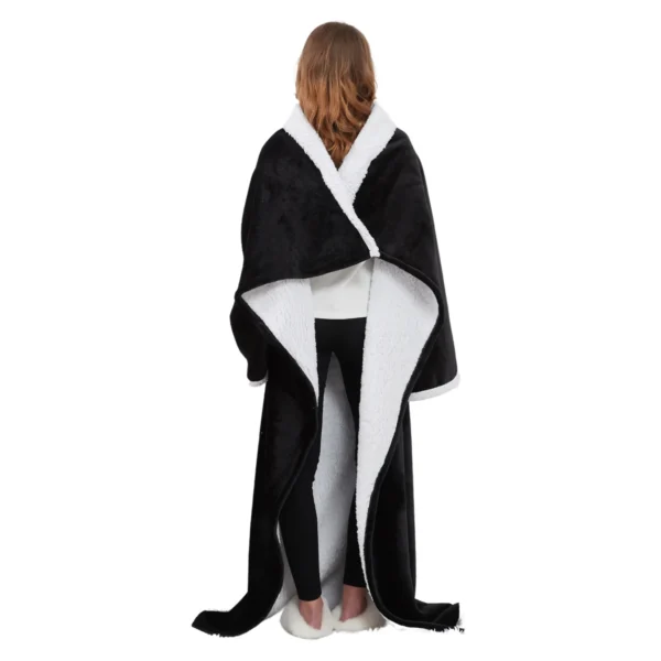 Plaid Cocooning Géant Noir - Couverture Douillette Avec Doublure Polaire -Monin Sirop Store Plaidcocooningcosynoir