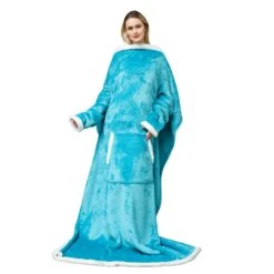 Plaid Cocooning Géant Turquoise - Couverture Douillette Avec Doublure Polaire -Monin Sirop Store Plaidcocooningcosyturquoise