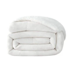 Plaid Polaire "Blandine" Blanc Doublé Avec Fourrure Sherpa -Monin Sirop Store PlaidgrossemailleBlandineblancCouverturePolaireenFourrureSherpaLePlaidFrancais