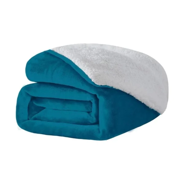 Plaid Polaire "Blandine" Turquoise Doublé Avec Fourrure Sherpa -Monin Sirop Store PlaidgrossemailleBlandineturquoiseCouverturePolaireenFourrureSherpaLePlaidFrancais