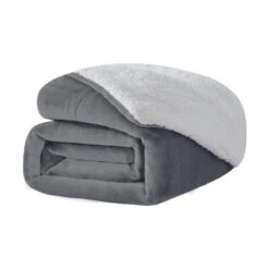 Plaid Polaire "Blandine" Gris Doublé Avec Fourrure Sherpa -Monin Sirop Store PlaidhivermaisonBlandineGrisCouverturePolaireenFourrureSherpaLePlaidFrancais