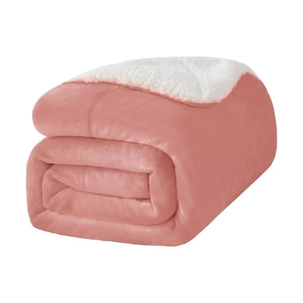 Plaid Polaire "Blandine" Rose Doublé Avec Fourrure Sherpa -Monin Sirop Store PlaidlaineflanelleBlandineroseCouverturePolaireenFourrureSherpaLePlaidFrancais