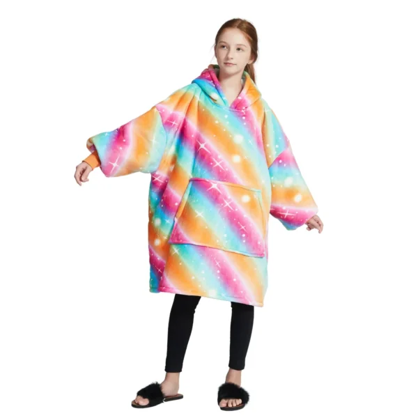 Sweat Plaid Enfant Aurore Boréale - Pull Plaid Polaire à Capuche -Monin Sirop Store PlaidpullenfantauroreborealeTheOversizedHoodie