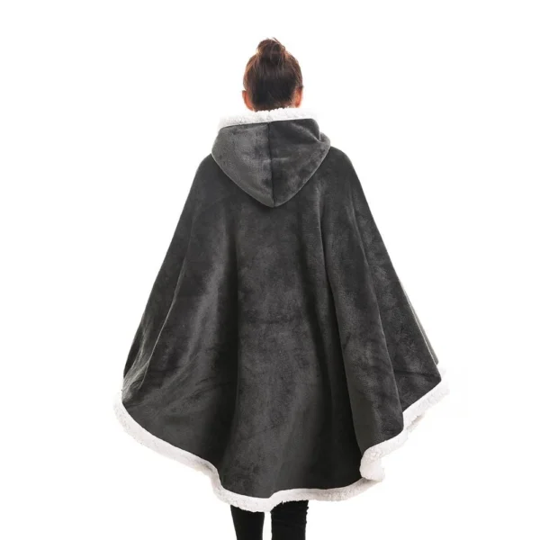 Poncho Plaid Polaire Géant Gris à Capuche Et Poches Latérales -Monin Sirop Store PonchoPlaidmancheGeantIrisgris