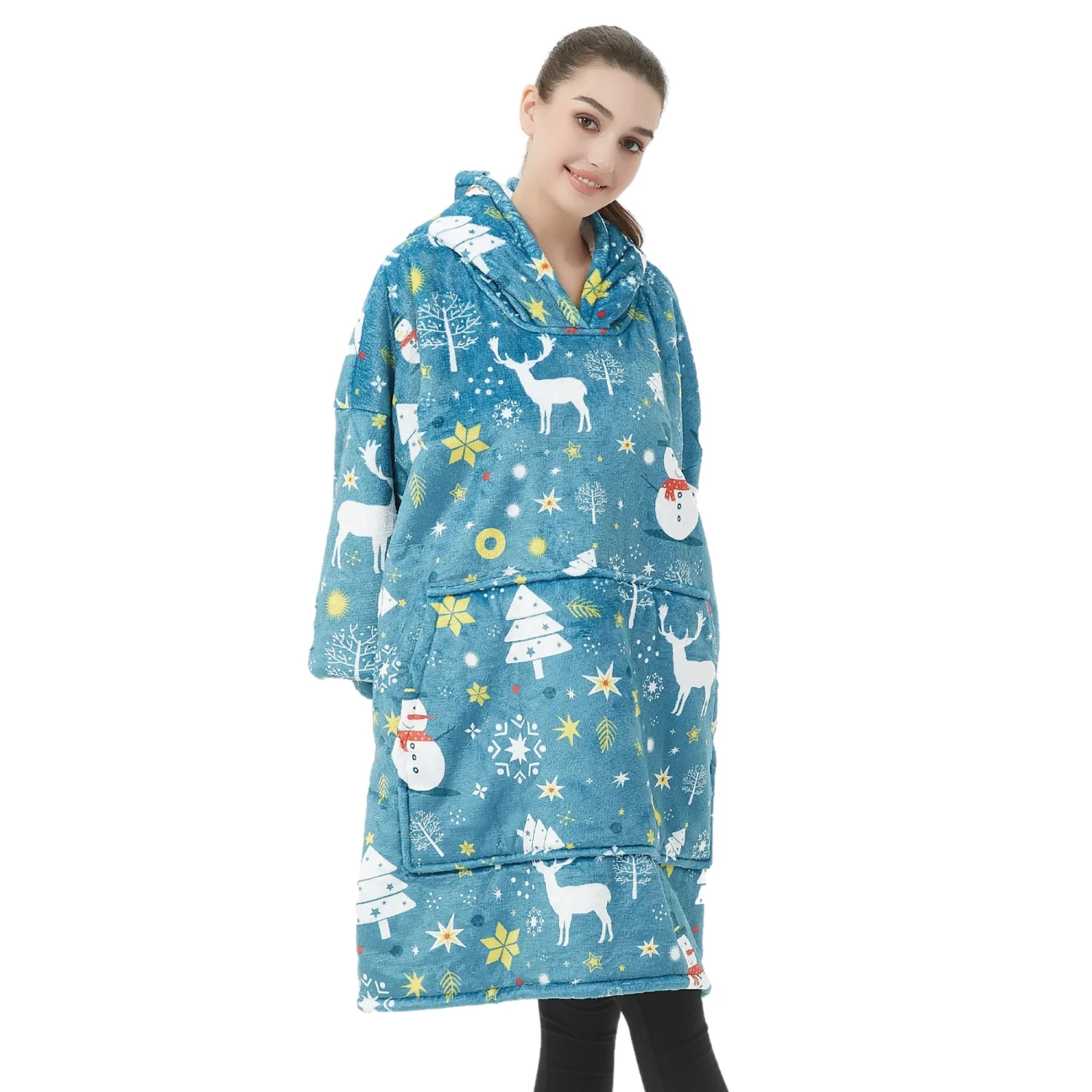 Sweat Plaid De Noël - Pull Plaid Polaire Nuit Neigeuse Étoilée 3 Sweat Plaid De Noël - Pull Plaid Polaire Nuit Neigeuse Étoilée - Image 2