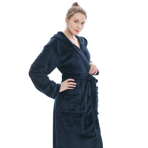 Robe De Chambre Polaire Bleu Marine | Peignoir De Bain Femme