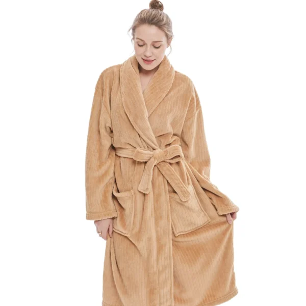 Robe De Chambre Polaire Marron | Peignoir De Bain Femme