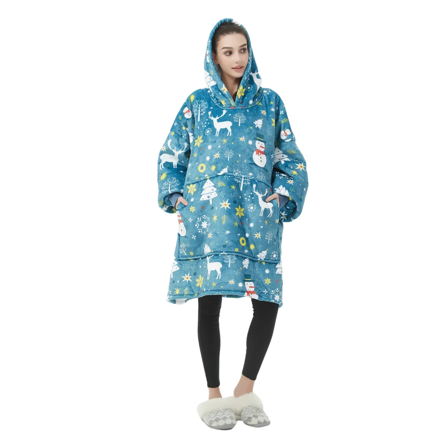 Sweat Plaid De Noël - Pull Plaid Polaire Nuit Neigeuse Étoilée 6 Sweat Plaid De Noël - Pull Plaid Polaire Nuit Neigeuse Étoilée - Image 5