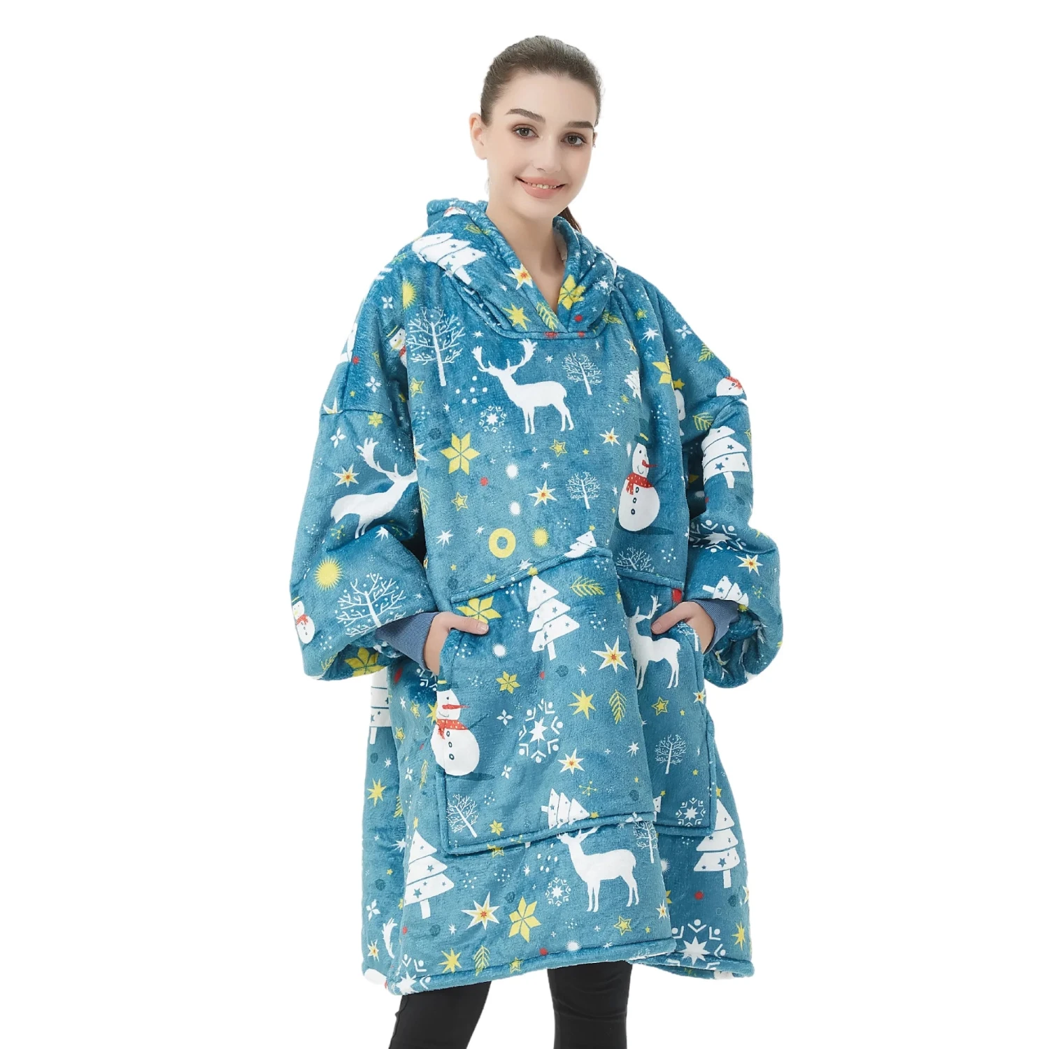 Sweat Plaid De Noël - Pull Plaid Polaire Nuit Neigeuse Étoilée 2 Sweat Plaid De Noël - Pull Plaid Polaire Nuit Neigeuse Étoilée