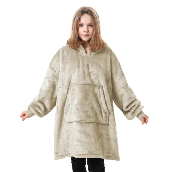 Sweat Plaid Enfant Beige - Pull Plaid Polaire à Capuche