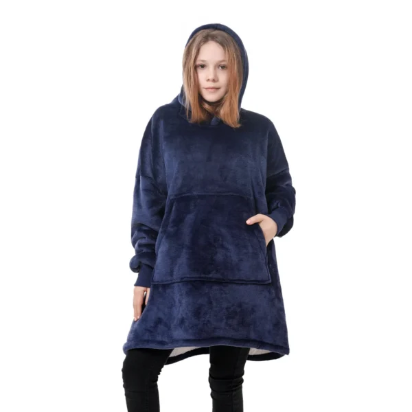 Sweat Plaid Enfant Bleu - Pull Plaid Polaire à Capuche