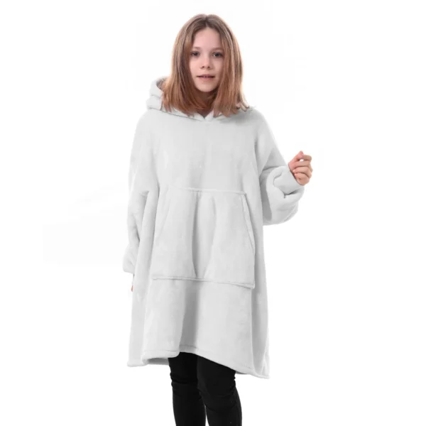 Sweat Plaid Enfant Gris Clair - Pull Plaid Polaire à Capuche